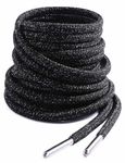 VSUDO 55 Inches Black Work Boot Laces Heavy Duty, Black Heavy Duty Boot Laces, Tough Shoe Laces for Boots, Strong Boot Laces, Durable Boots Laces with Metal Tips (1 Pair-Black with White Dot-140CM)