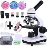 Herwicm Microscope for adults40x-2000xCompound Microscope，Dual LED Illumination for School Home Lab Educational Gift Child Student Beginner Microscope