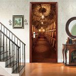 Tifege Door Wall Mural Wallpaper Stickers DIY Home Decoration Peel and Stick Door Sticker 3D Quote Poster Art Decor Removable Self-Adhesive Wine Cellar for Home Living Room Bedroom 30.3x78.7 MT1976
