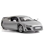 RMZ City Compatible for 1:36 Diecasting Alloy Car Model Audi R8 Toy Car, Pull Back Vehicles Toy Car for Toddlers Kids Boys Girls Gift Silver