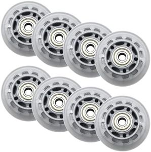 Inline Skate Wheels 64mm, Clear Roller Blade Replacement Wheels with Bearings for Skate, Office Chairs, Luggage (8 Pack)