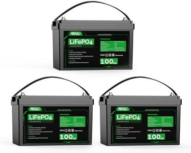 HQST 12V 300Ah LiFePO4 Lithium Battery, 3 Pack of 100Ah Deep Cycle Batteries with Built in BMS, Low-Temp Protection, 3840Wh, 10 Year Lifetime for RV, Solar Off-Grid,Trolling Motor, Marine，Group 31