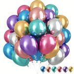 Flyloons 50 pcs MultiColor Metallic Chrome Balloons for Birthday Decoration items celebration Anniversary Girls Boys Men Women