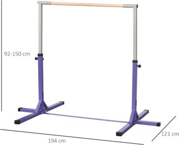 HOMCOM Adjustable Gymnastics Bar – Purple Training Equipment