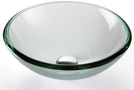 Kraus GV-101-19mm-CH Clear 19mm Thick Glass Vessel Bathroom Sink with PU-MR Chrome