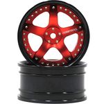 hobbysoul 2pcs RC 1/10 Aluminum Alloy Wheel Rims Hex 12mm Adjustable Offset Fit 1:10 RC On Road Drift Touring Car Tires (Black & Red Color)