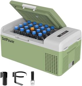 Setpower FC15 Portable 12v Refrigerator, -4℉-68℉ Fast Cooling Car Refrigerator, 15L/15.8Qt Car Fridge Portable Freezer with 12/24V DC & 110/240V AC, Electric Cooler (Green, 15L With AC Adapter)