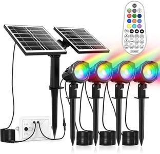 Meihua RGB Solar Spotlights Outdoor 4 in 1 Solar Garden Outdoor Lighting with Remote Control 10 Colors 12 Modes Waterproof Halloween Garden Lights with Timer Memory Funtion for Yard Patio Driveway