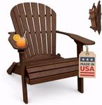 Tudor Brown-Poly Lumber Folding Adirondack Chair with Rolled Seating Heavy Duty Everlasting Lifetime PolyTuf HDPE - Made in USA - Amish Crafted