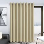 Deconovo Solid Grommet Blackout Curtains 1 Panel Wide Width Curtain Window Coverings Thermal Insulated Light Blocking Curtains for Patio Door 100W x 108L Inch Beige