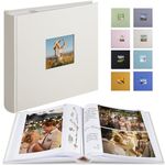 1DOT2 Photo Album with Writing Space 50 Pages 4x6 Photos Hold 200 or 5x7 Pictures Hold 100, Linen Cover Small Photo Book Albums with Memo for Anniversary Wedding Baby (Beige)