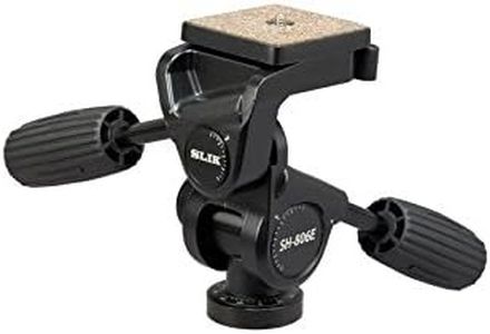 SLIK SH-806E Heavy Duty Studio 3-Way Pan Head (618-806) Independent 3-Axis Control, Supports 15lbs, Quick Release Plate, Soft Ergonmic Handles, Compatible with Most Tripods