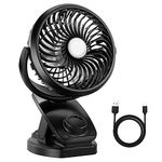 AJOYEUX Battery Operated, USB Powered Baby Stroller Fan，Personal Portable Mini Desk Fan , (Clip on + Oscillating)