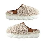 Gyios Women's Slippers Furry Home Slippers For Women Warm Winter Soft Indoor Platform Shoes-khaki-38-39(24 0-24 5cm)