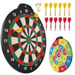 Esjay 18 inch Magnetic Dart Board Set, Safe Dart Game for Kids, Best Boy Toys Gift Indoor Outdoor Game with 12 Darts, Double Sided Large Size Dartboard