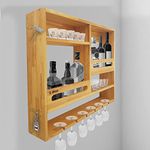 SOLVD-IN-BOX Bar Cabinet, Bar Cabinets for Home, Wine Counter Rack, Wooden Wall Hanging Mini Bar for Living Room, Wine Glass Rack Storage Cabinet, Flat Storage Table for Home Bar, Bar for Home Stand.