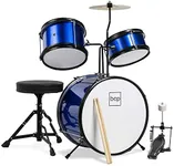 Best Choice Products Drum Set 3-Piece Kids 12-Inch Blue Beginners Complete Set with Throne, Cymbal and More