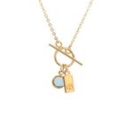 Customized Initial Necklace Gold, Swarovski Birthstone Necklace, Toggle Clasp Necklace, Mom Necklace with Birthstones