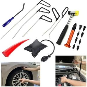 23-Piece Professional PDR Kit for Paintless Dent Repair, Auto Body Hail Damage & Door Dings Removal Tool Set with Manganese Steel Rods & Knock Down Pen
