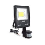 ZHMA 12V-24V DC Low Voltage Outside Lights with Motion Sensor, 30W Outdoor Security Light, IP66 Waterproof PIR LED Floodlight 6000K Daylight for Garden, Garages, Backyard