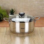 Sumeet Stainless Steel Induction Bottom (Encapsulated Bottom) Casserole with Glass Lid 3.2 LTR, 20 cm Dia, Silver