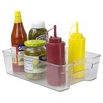 Home Basics Fridge Bin with Handle, LARGE, Clear