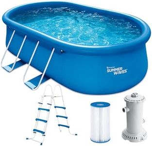 Summer Waves Quick Up Pool Komplettset | Oval 457x305x107 cm Blau | Aufstellpool Set | Gartenpool & Schwimmbecken inkl. Filterpumpe, Leiter, Bodenvlies & Abdeckplane