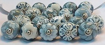 JGARTS 20 Grey & White Cream Ceramic Pottery Door knobs Cabinet Handle Cupboard Pulls Drawer Puller knob