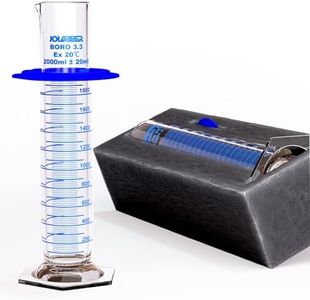 JOLABEAR 2000ML Borosilicate Glass Graduated Cylinder, Measuring Lab Cylinder with Anti-Tip Ring, Thick Glass, Secure EPE Pack for Chemistry Science Lab School Home Use