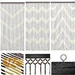 RTS Large Bamboo Tuscany Beaded Door Curtain - Wooden Hanging Indoor Outdoor Door Curtain Screen - Easy Hang With Strong Hooks - Wood Assorted Design Home Garden Fly Curtains - 180 x 90cm approx -