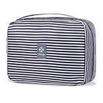 Travel Hanging Toiletry Wash Bag Makeup Cosmetic Organizer for Women Waterproof (Blue Stripe)