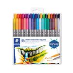 Staedtler Double-Ended Fiber-Tip Pens, Washable Ink, Fine & Bold Writing and Coloring Tips, 36 Assorted Colors, 3200 TB36 (3200TB36)