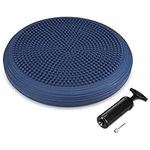 Navaris Air Stability Wobble Cushion - Air Inflated Exercise Fitness Balance Disc Wiggle Seat for Home, Office, Classroom - Includes Hand Pump