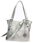 ZZFAB Concealed Carry Hobo Bag with Hidden Lock Multi Pockets CCW Tote Bag, Light Grey