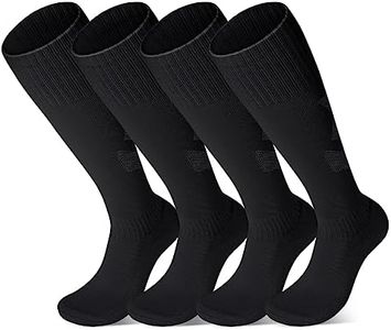 FPAKDH 2 Pairs Kids Soccer Socks for 5-12 Years Old Breathable Sports Training Socks for Girls Boys Football Socks Black