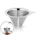 Pour Over Coffee Filter,Stainless Steel Paperless Coffee Maker Filter,Permanent Pour Over Coffee Dripper for Single Cup Brew,Double Layer Mesh Pour Over Coffee Dripper, for Manual Coffee Maker