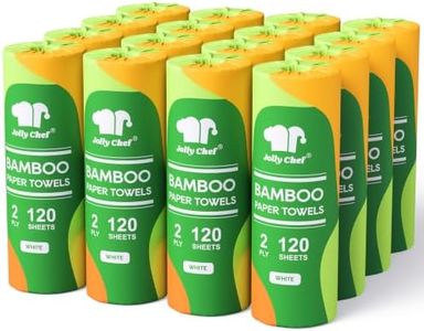 JOLLY CHEF Bamboo Paper Towels, White, 16 Rolls, 2-Ply, 120 Sheets