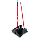 Libman Commercial 919 Lobby Dust Pan and Broom Set (Open Lid), 41" Length, 12" Width, Black/Red (Pack of 2)