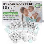 Magnetic Cabinet Locks Child Safety 41-Piece Kit with New Upgraded Adhesive [12 Magnet Locks 2 Keys 4 Corner Guards] Easy Installation, No-Drill Baby Proofing Locks to Childproof Cabinets & Drawerss