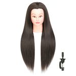 VIVIAN 30 Inch Long Dark Brown Mannequin Head with Stand for Hairdresser Practice Braiding Styling Cosmetology Manikin Manican Doll Training Head