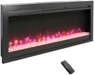 CuisinSmart 44 Inch Wall Recessed Electric Fireplace with Remote, 8 Colors, 3 Brightness LED Light Heater, 64℉-82℉ 11-Levels Temperature Settings Electric Fireplace Heater Firebox Antique Black