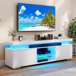 DWVO LED TV Stand for 65 inch TV w/Power Outlet, TV Stands for Living Room, Entertainment Center with Storage, Modern Television Stand, Gaming Media Stand White