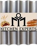 MYO French Bread Baking Pan, Nonstick Perforated Baguette Pan, 4 Wave Loaves Loaf Mold Italian Bread Pan, 15" x 13", Toast Bread Baking Tray, Gutter Oven Toaster Pan, Cloche Waves Silver Steel Tray