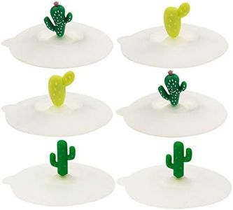 allydrew Silicone Cup Lids, Anti-Dust Leak-Proof Coffee Mug Covers for Hot and Cold Drinks (Set of 6), Desert Plants