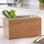 KAZAI. Design Organic Waste Bin -Holma- | 4.5L, Dishwasher safe and made of Real Wood Veneer | Kitchen Countertop Compost Bin for organic Waste | Oak