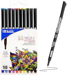 BAZIC Products Skylar Fineliner Pen, Fine Tip 0.4mm Pens, Assorted Colors, Writing Drawing Bullet Journaling for Art Graphic Office School, 10 Count, 1-Pack