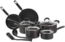 AmazonBasics Hard Anodized Non-Stick 12-Piece Cookware Set, Black - Pots, Pans and Utensils