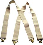 Holdup Hidden 2 inch wide Undergarment XL Beige Suspenders in X-back style with Patented beige Gripper Clasps