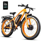 SURNAT Electric Bike for Adults - Dual Motor AWD 2000W 32MPH Ebike with 48v/22.5Ah Removable Battery, 26x4.0 Fat Tire Mountain Electric Bicycle, Hydraulic Disc Brake E-Bike for Men Women (Orange)