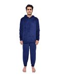 Sleepdown Mens Luxury 2 Piece Coral Fleece Hoodie And Jogger Loungewear Set Warm Soft Cosy Loungewear - M - Navy